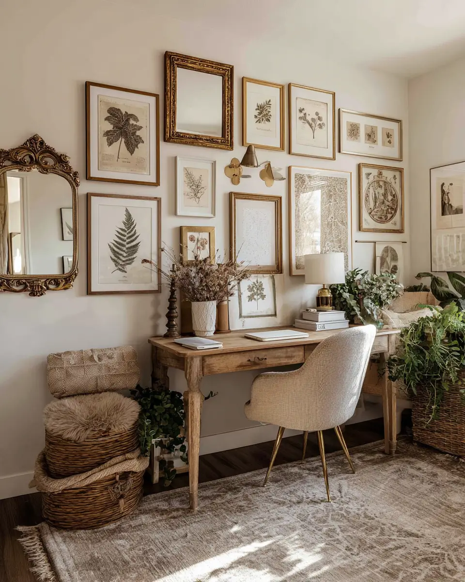 Beige Vintage Home Office Decor Ideas