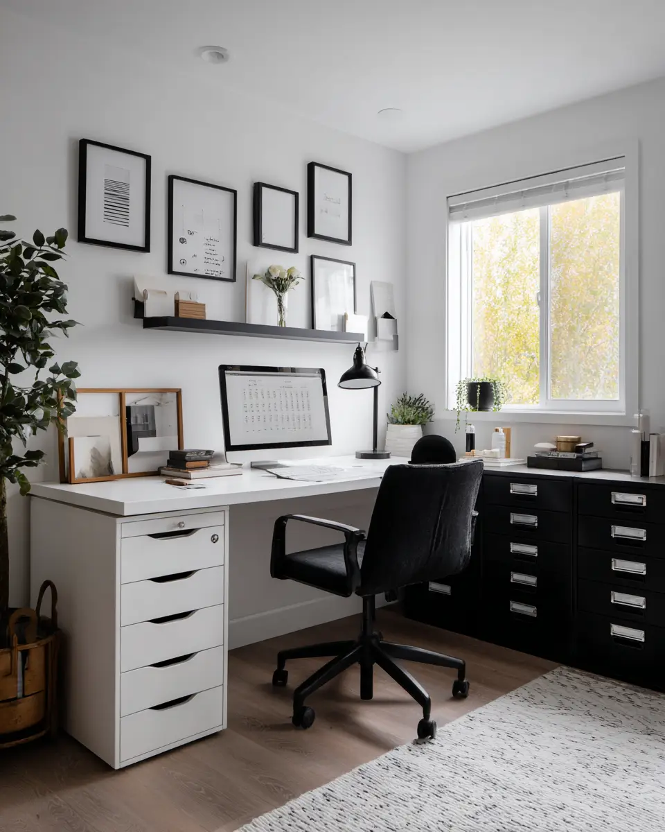 Black And White Home Office Decor Ideas - Featured