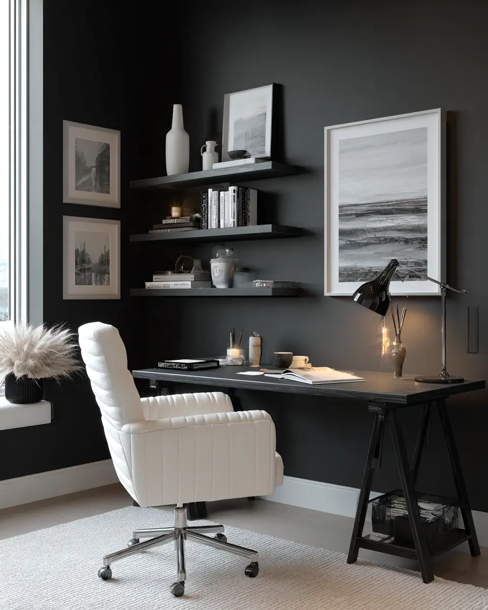 Black And White Home Office Decor Ideas