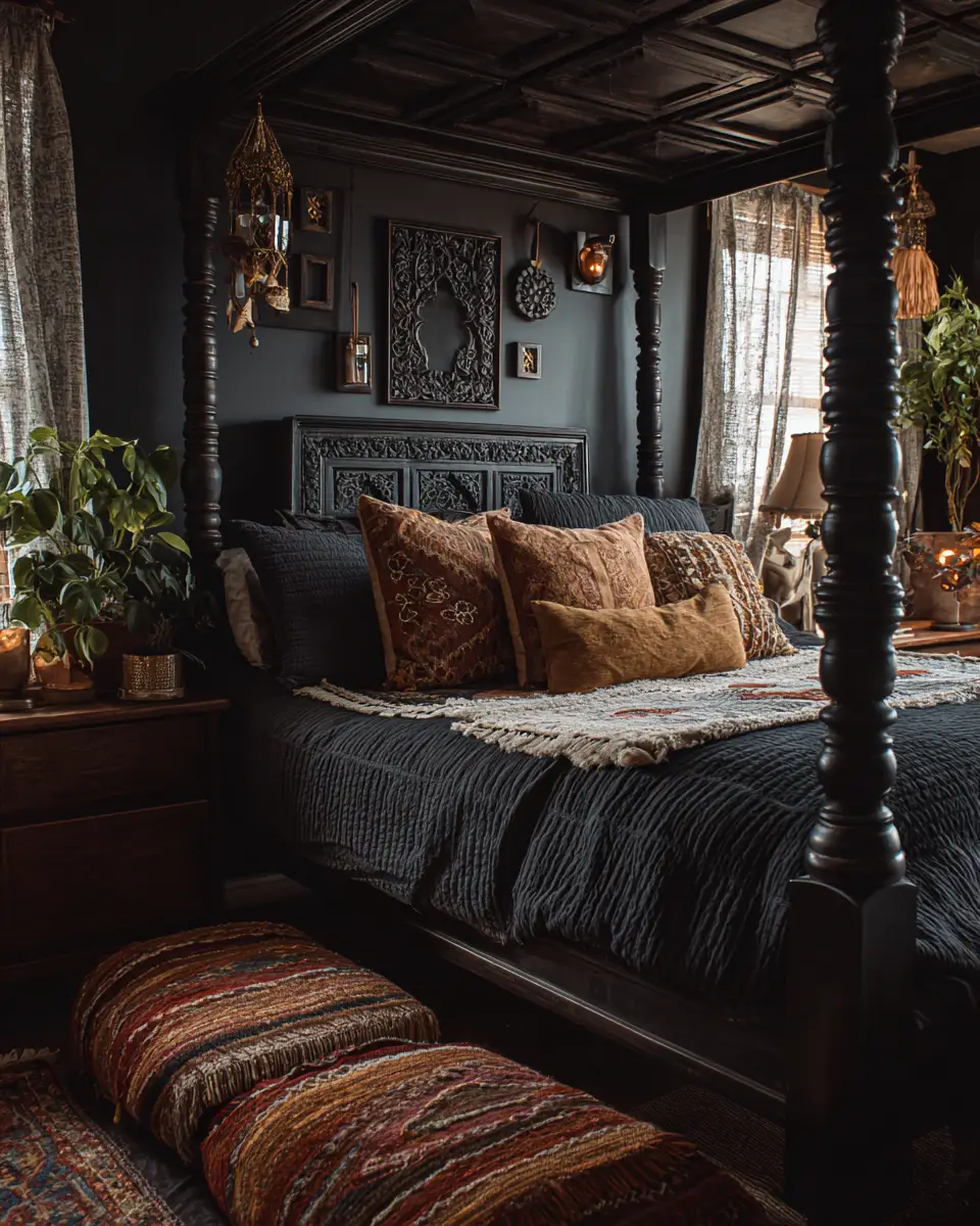 Black Boho Bedroom Decor Ideas
