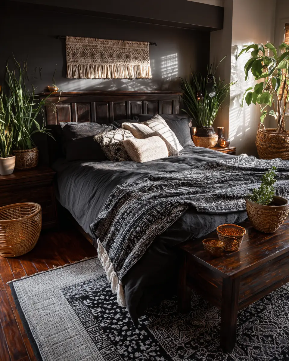 Black Boho Bedroom Decor Ideas