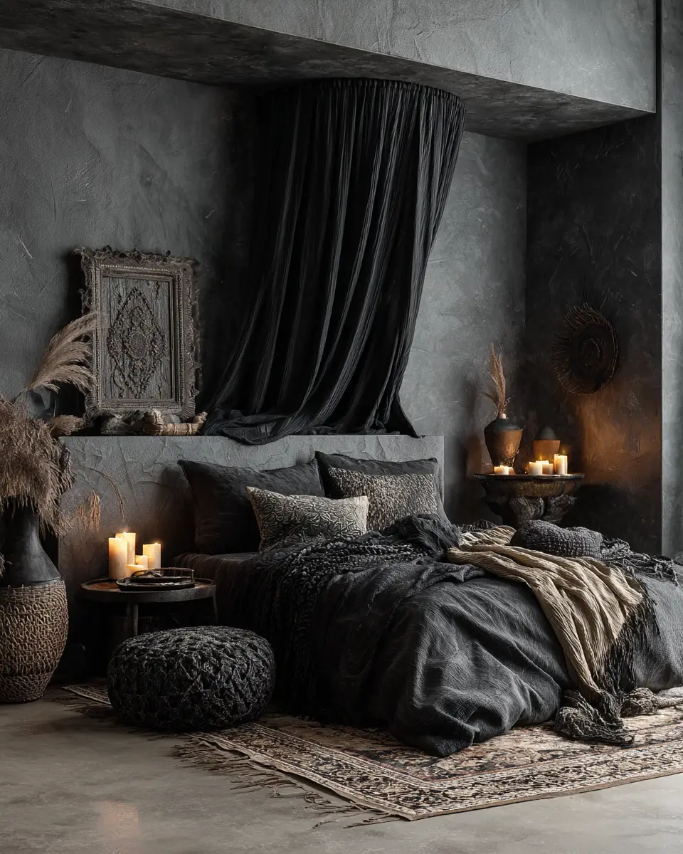 Black Boho Bedroom Decor Ideas