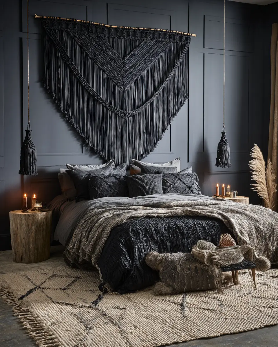 Black Boho Bedroom Decor Ideas