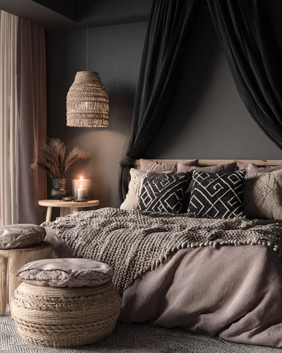 Black Boho Bedroom Decor Ideas