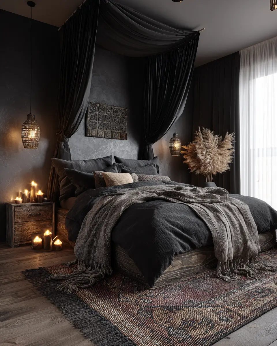 Black Boho Bedroom Decor Ideas