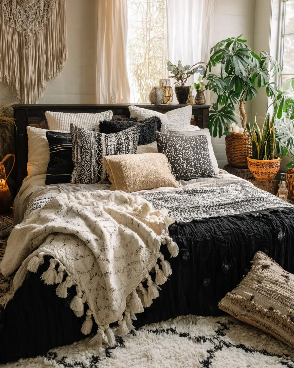 Black Boho Bedroom Decor Ideas