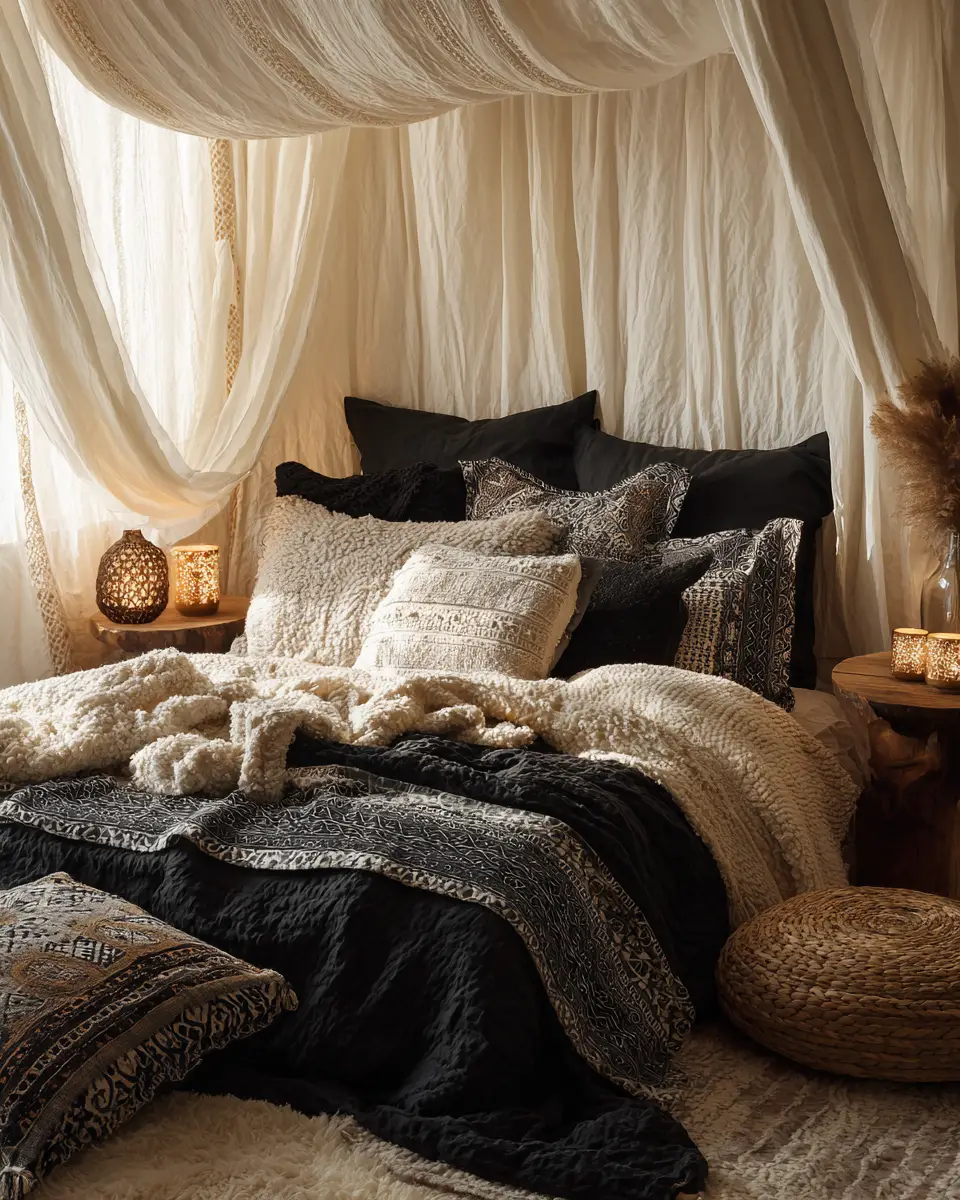 Black Boho Bedroom Decor Ideas