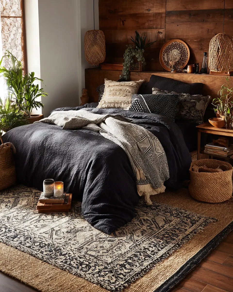 Black Boho Bedroom Decor Ideas