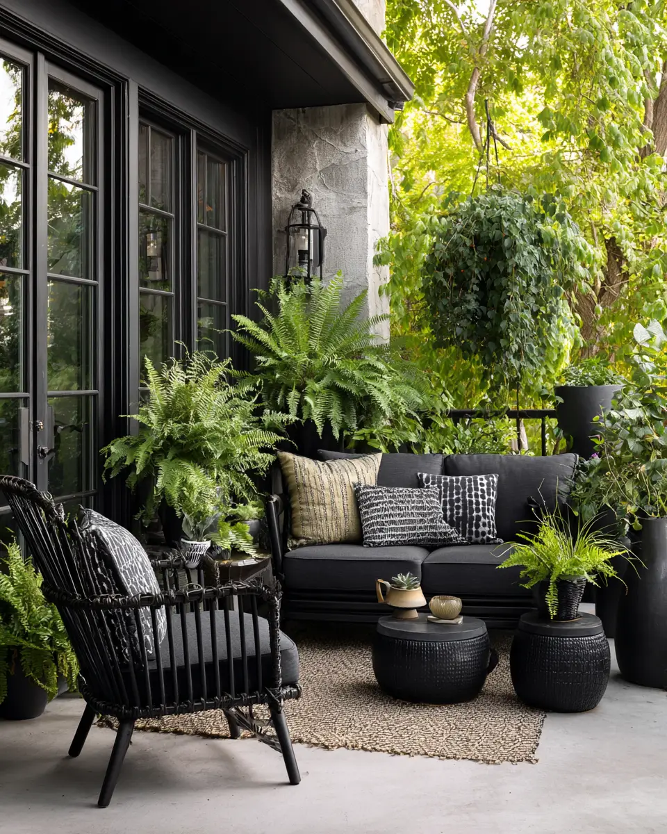 Black Eclectic Patio Decor Ideas - Featured