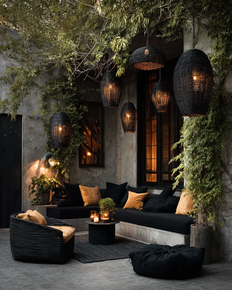 Black Eclectic Patio Decor Ideas