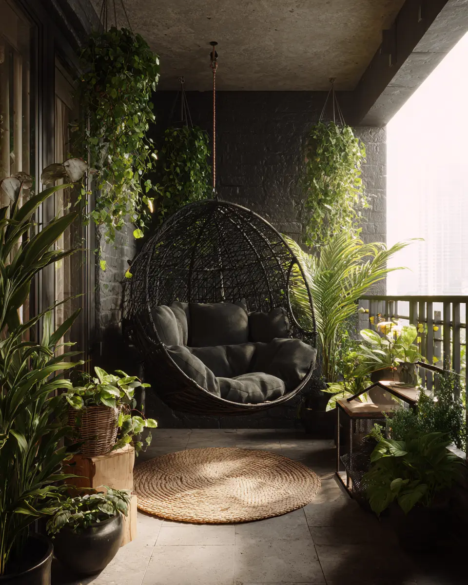 Black Industrial Balcony Decor Ideas