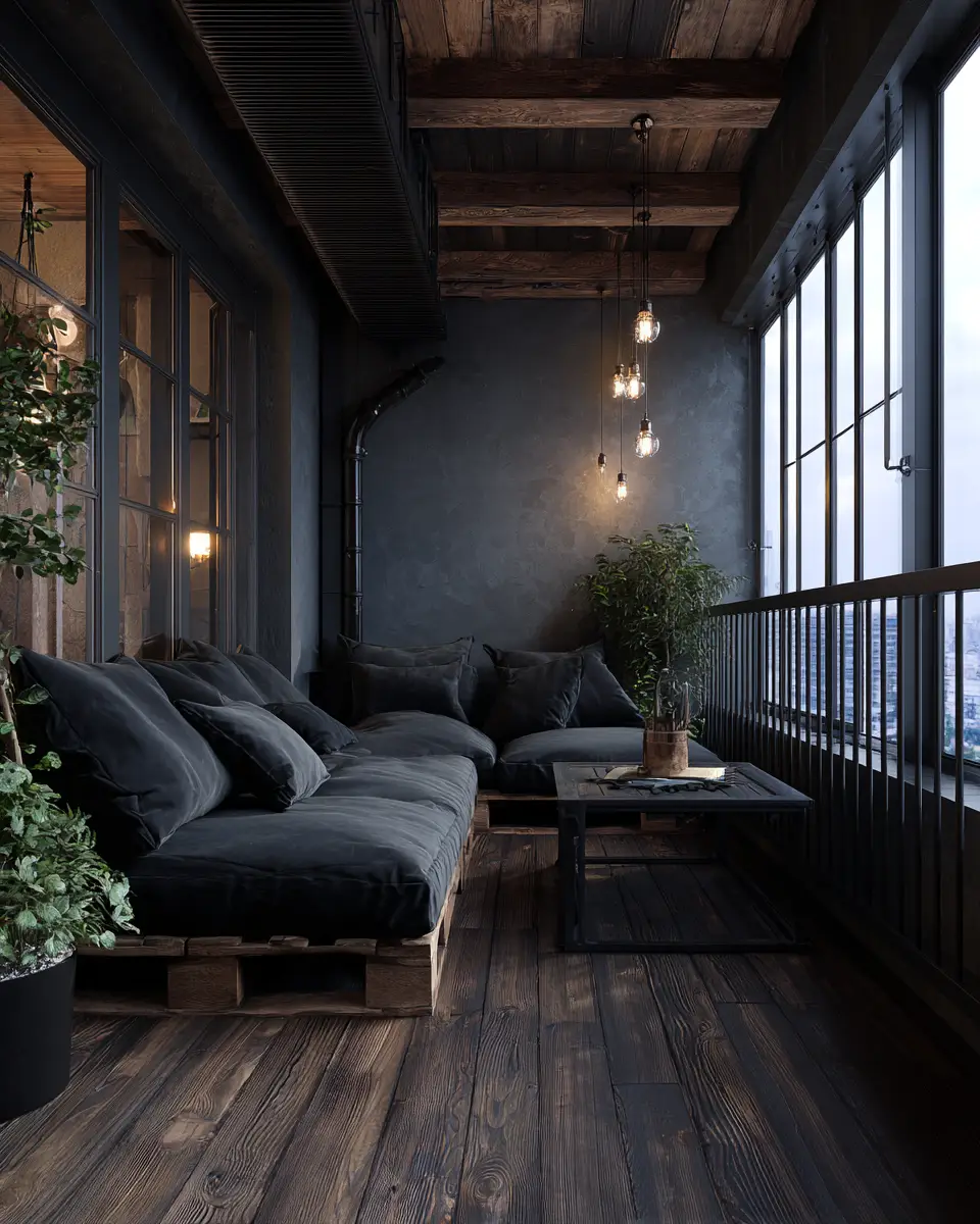 Black Industrial Balcony Decor Ideas