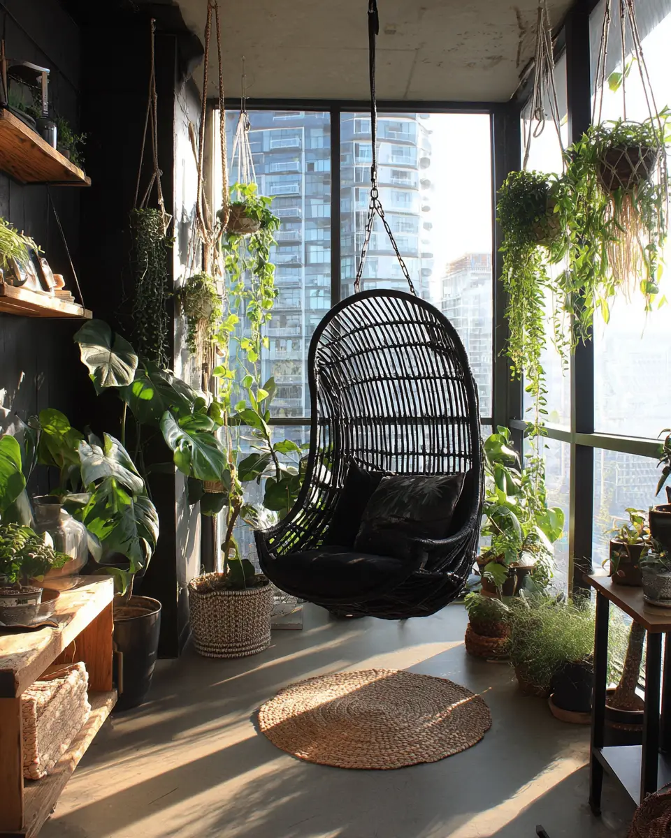 Black Industrial Balcony Decor Ideas