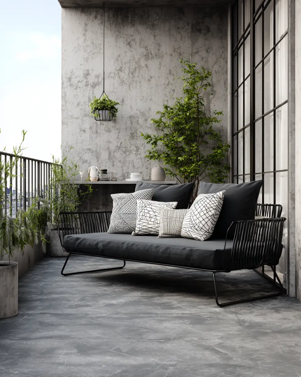 Black Industrial Balcony Decor Ideas