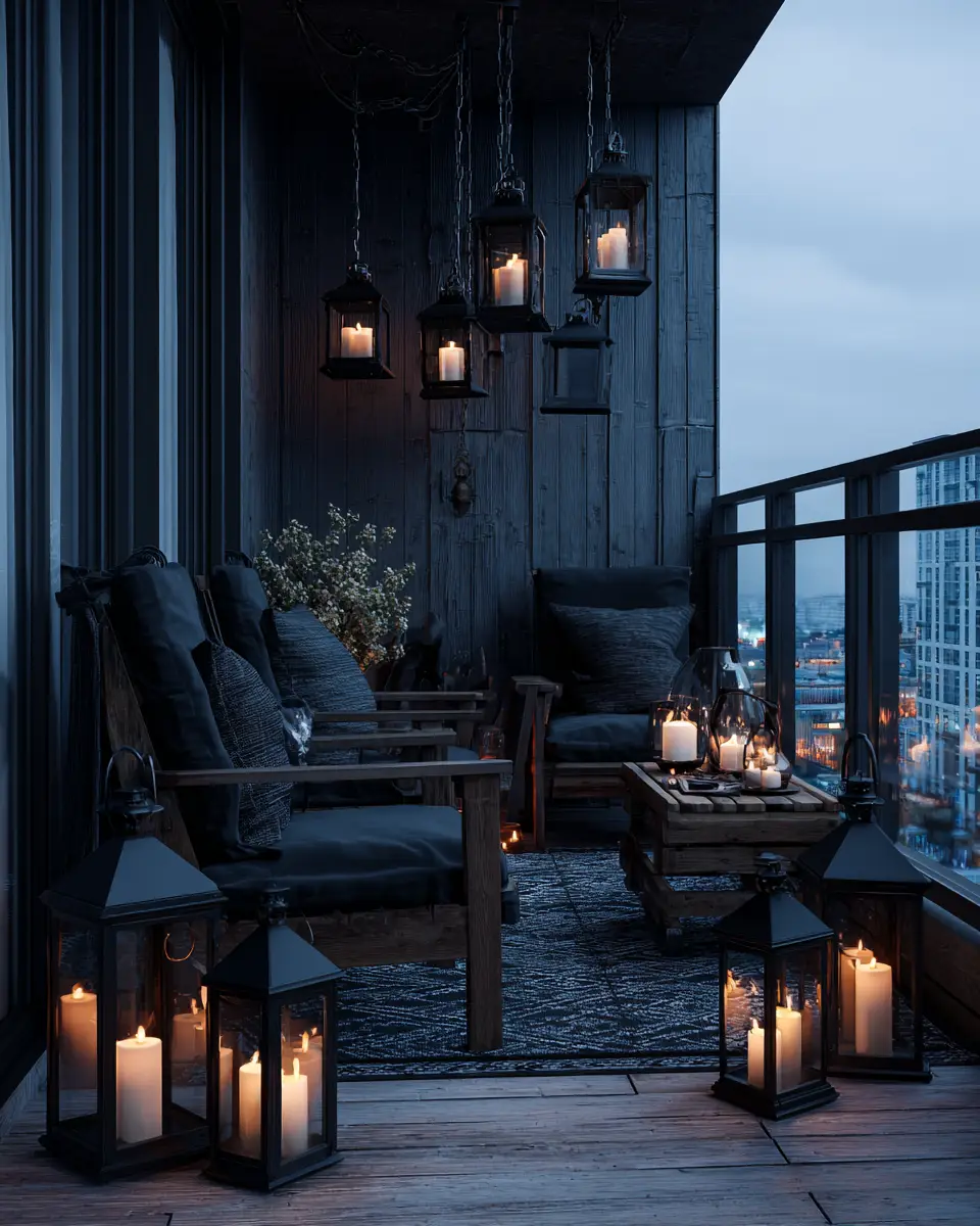 Black Industrial Balcony Decor Ideas