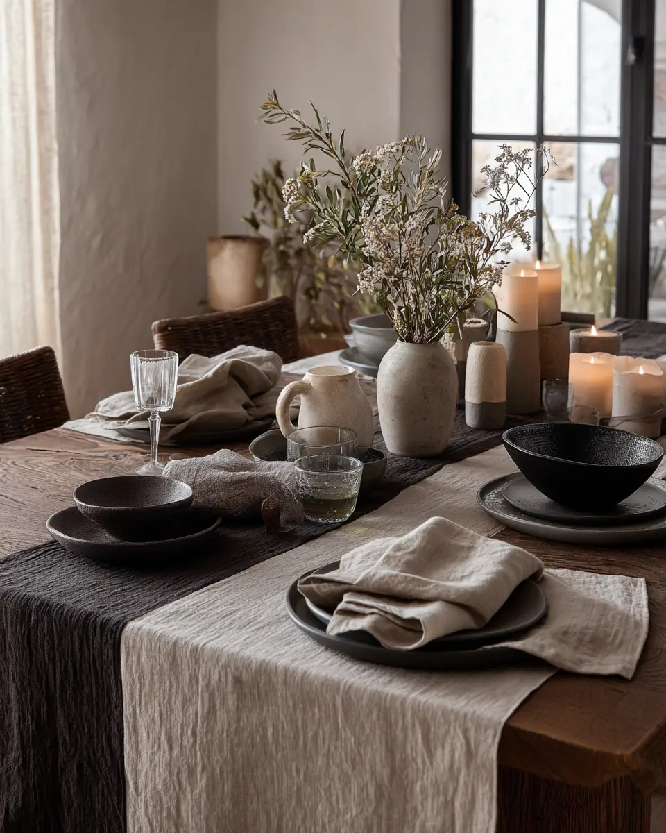 Black Japandi Dining Room Decor Ideas - Featured