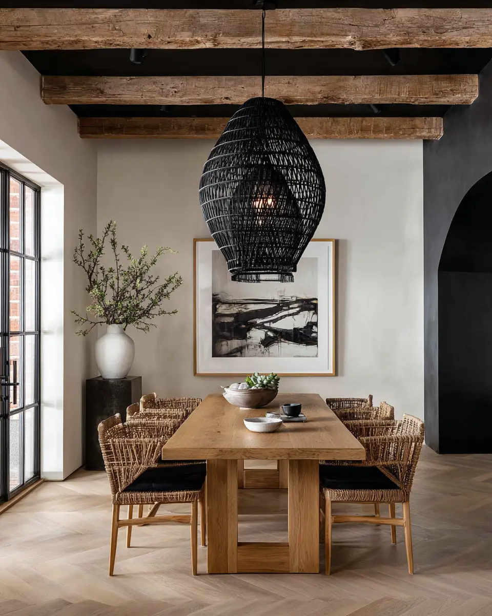 Black Japandi Dining Room Decor Ideas
