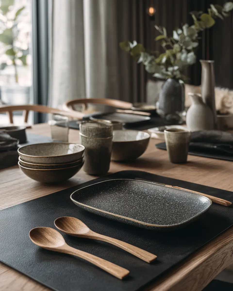 Black Japandi Dining Room Decor Ideas