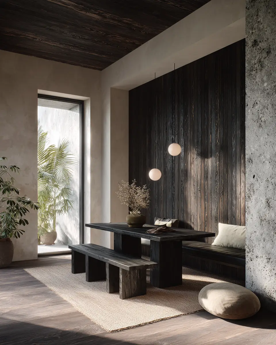 Black Japandi Dining Room Decor Ideas