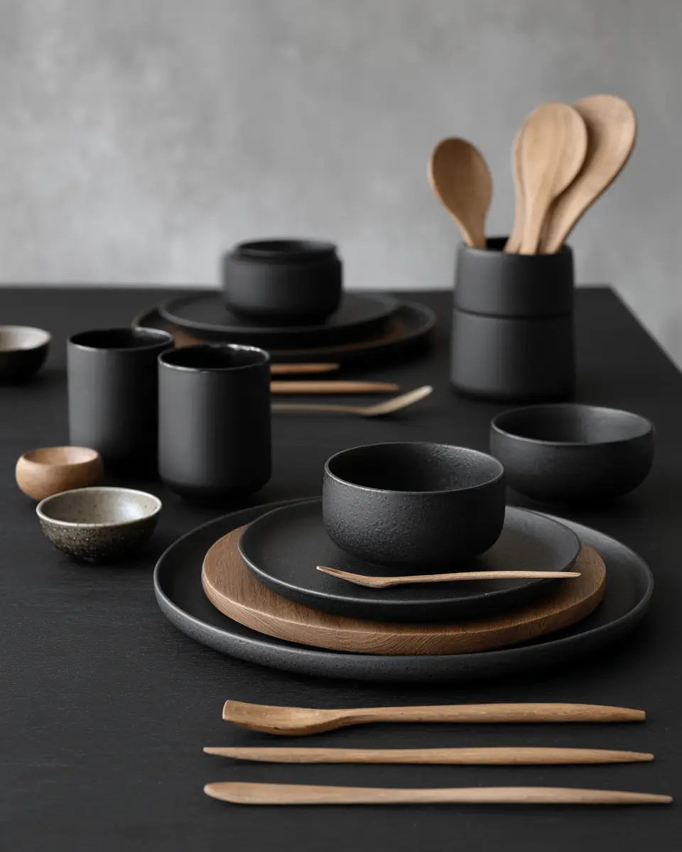 Black Japandi Dining Room Decor Ideas