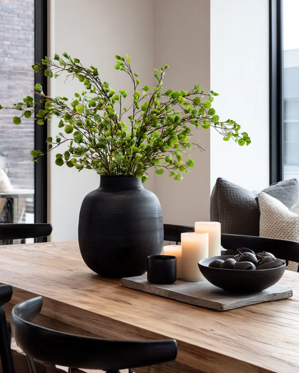 Black Japandi Dining Room Decor Ideas