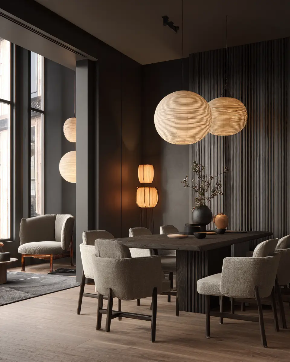 Black Japandi Dining Room Decor Ideas