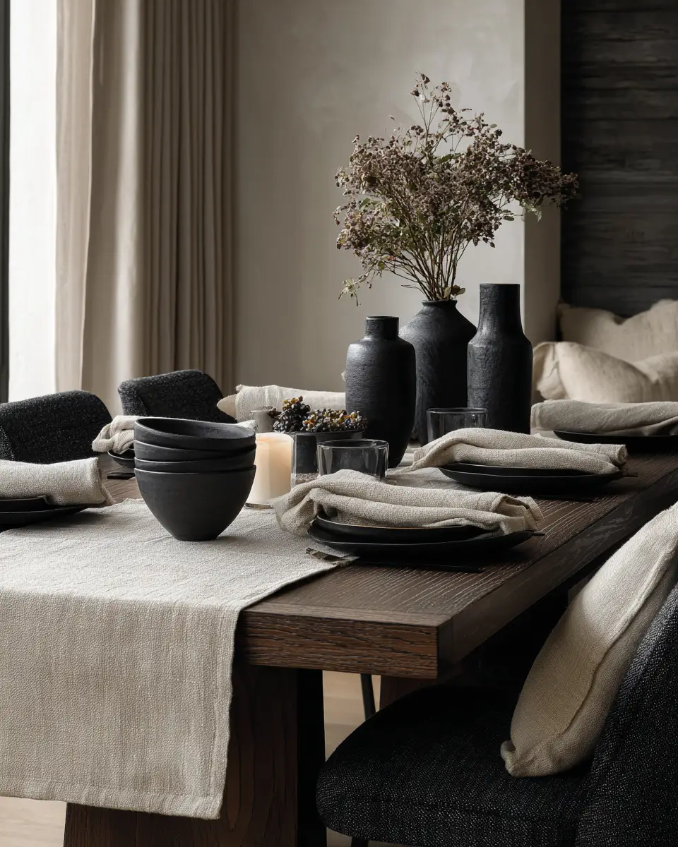 Black Japandi Dining Room Decor Ideas