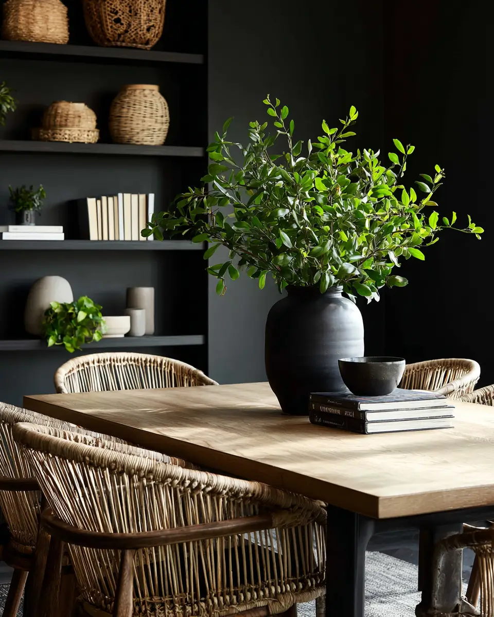 Black Japandi Dining Room Decor Ideas