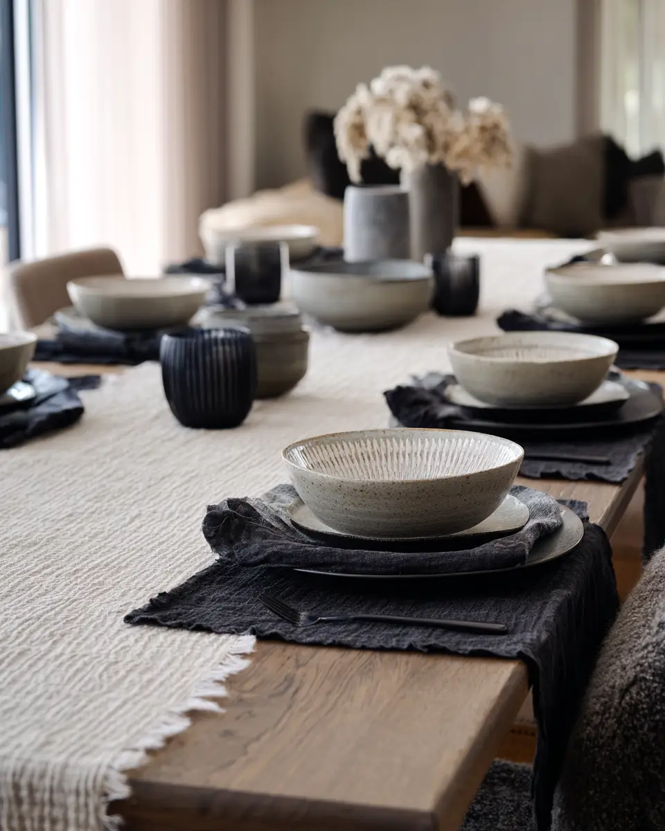 Black Japandi Dining Room Decor Ideas
