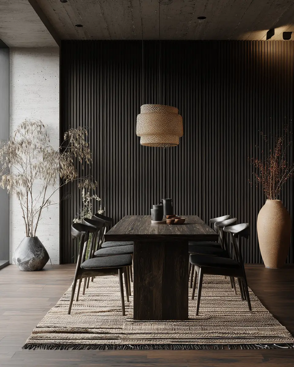 Black Japandi Dining Room Decor Ideas