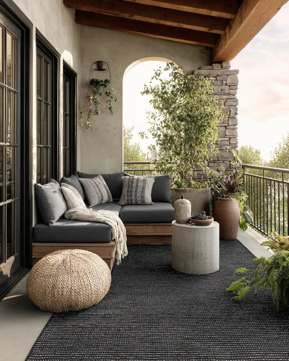 Black Mid-Century Modern Balcony Decor Ideas - Featured
