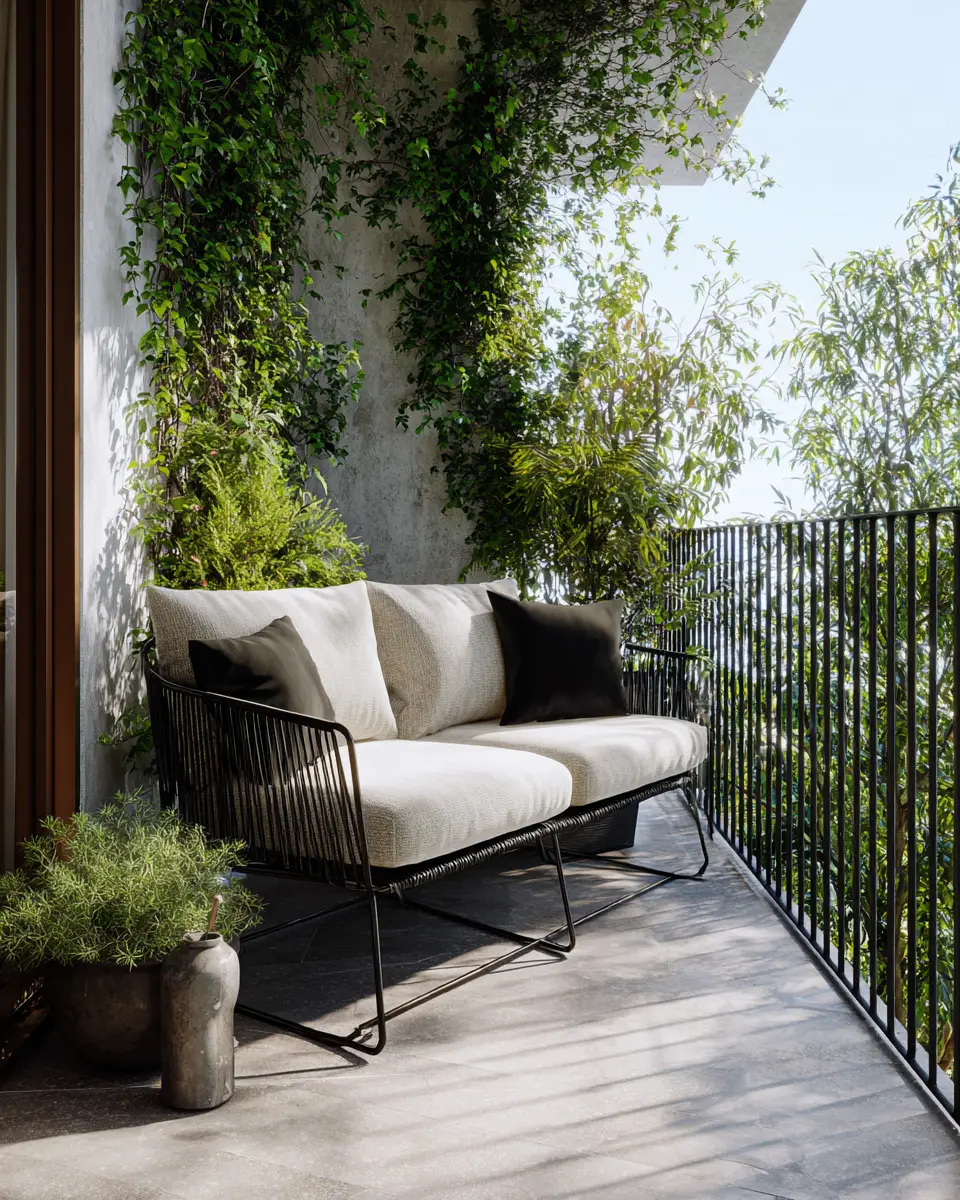 Black Mid-Century Modern Balcony Decor Ideas