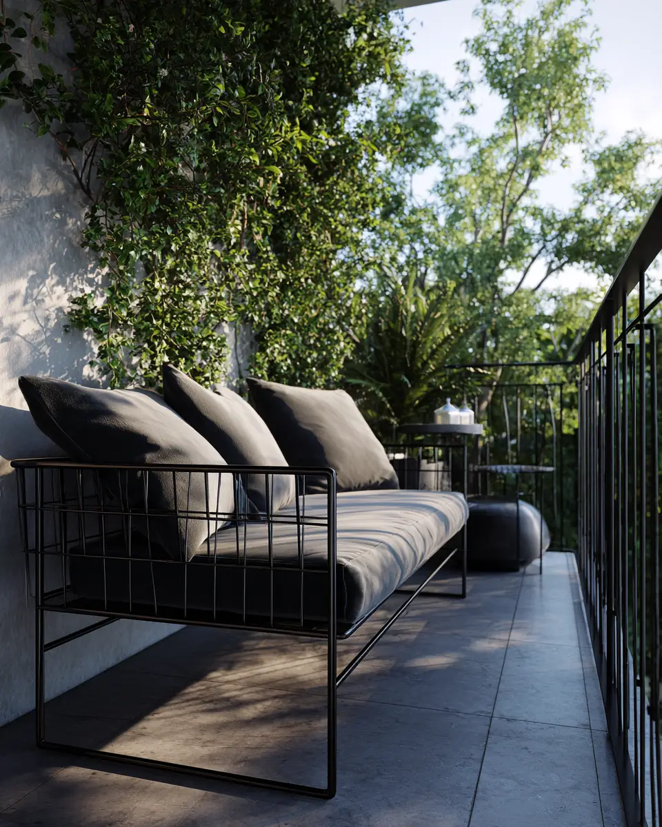 Black Mid-Century Modern Balcony Decor Ideas