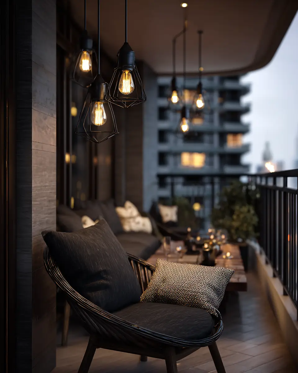 Black Mid-Century Modern Balcony Decor Ideas