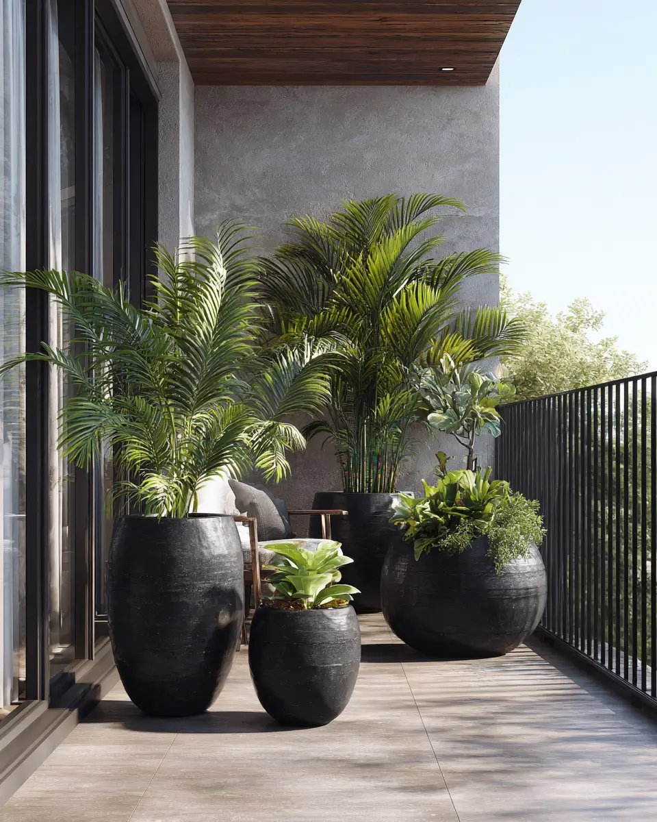 Black Mid-Century Modern Balcony Decor Ideas