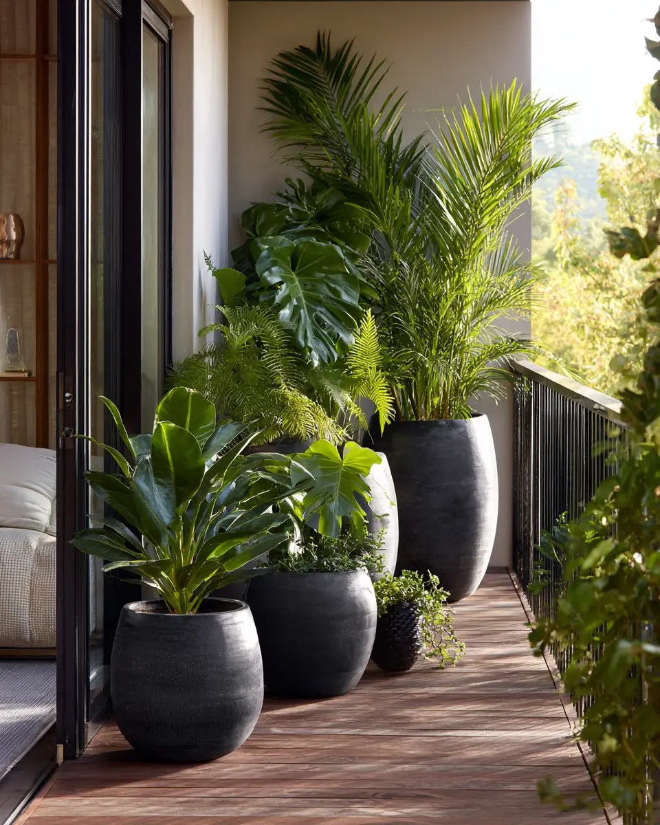 Black Mid-Century Modern Balcony Decor Ideas