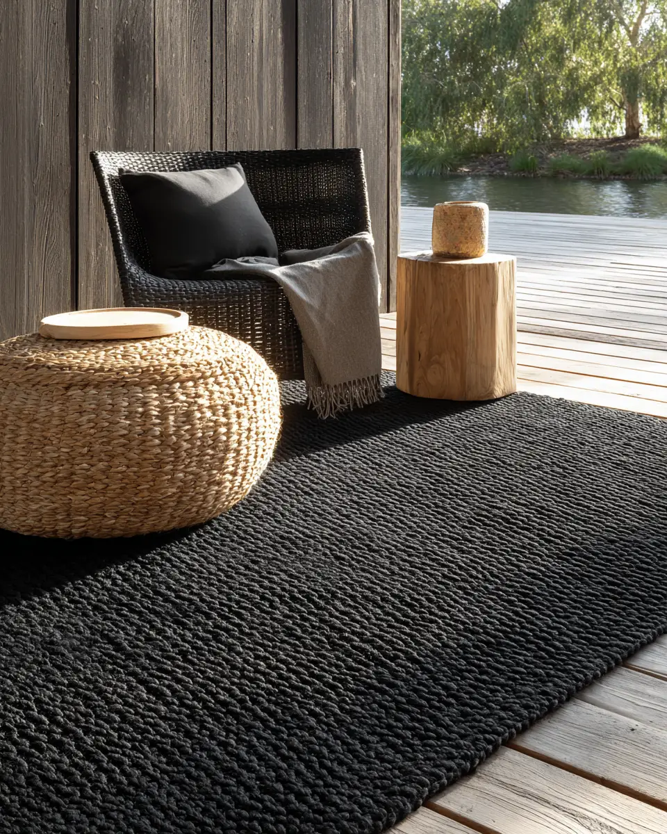 Black Mid-Century Modern Balcony Decor Ideas