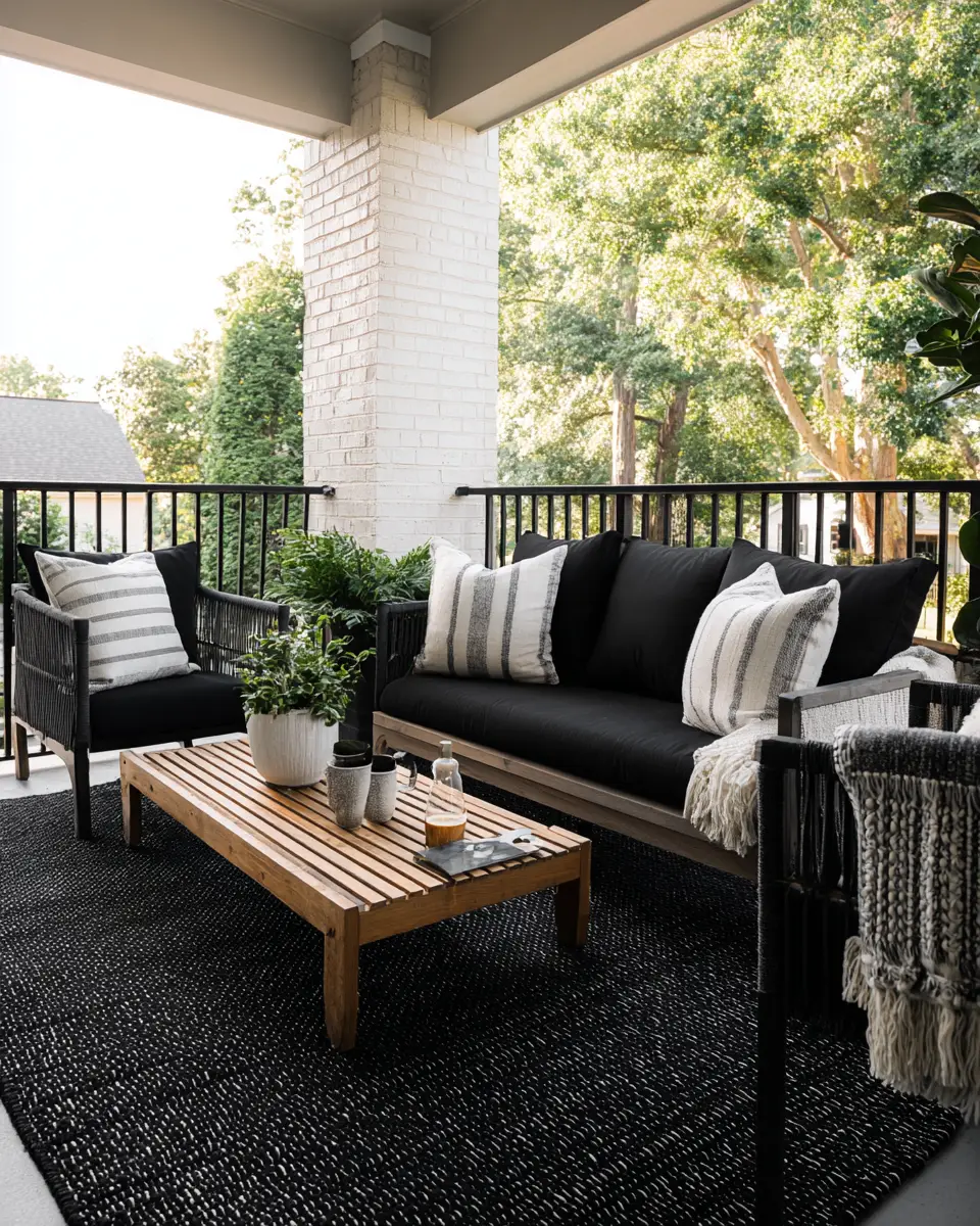 Black Mid-Century Modern Balcony Decor Ideas
