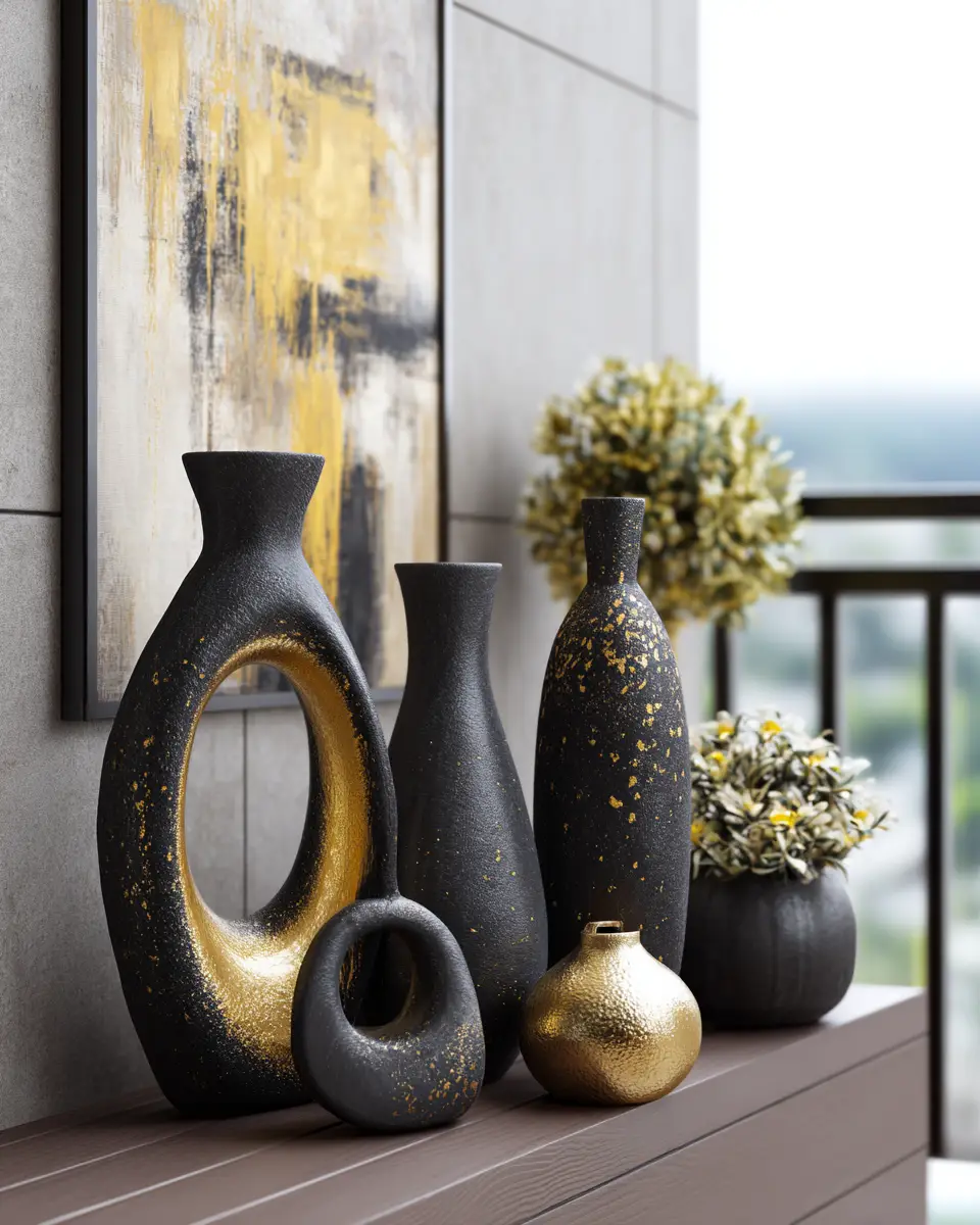 Black Mid-Century Modern Balcony Decor Ideas