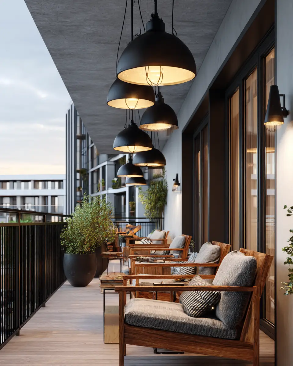Black Mid-Century Modern Balcony Decor Ideas