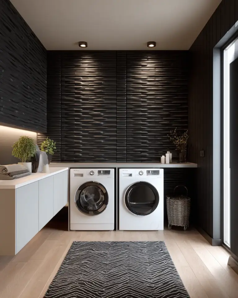 Black Minimalist Laundry Room Decor Ideas - Featured