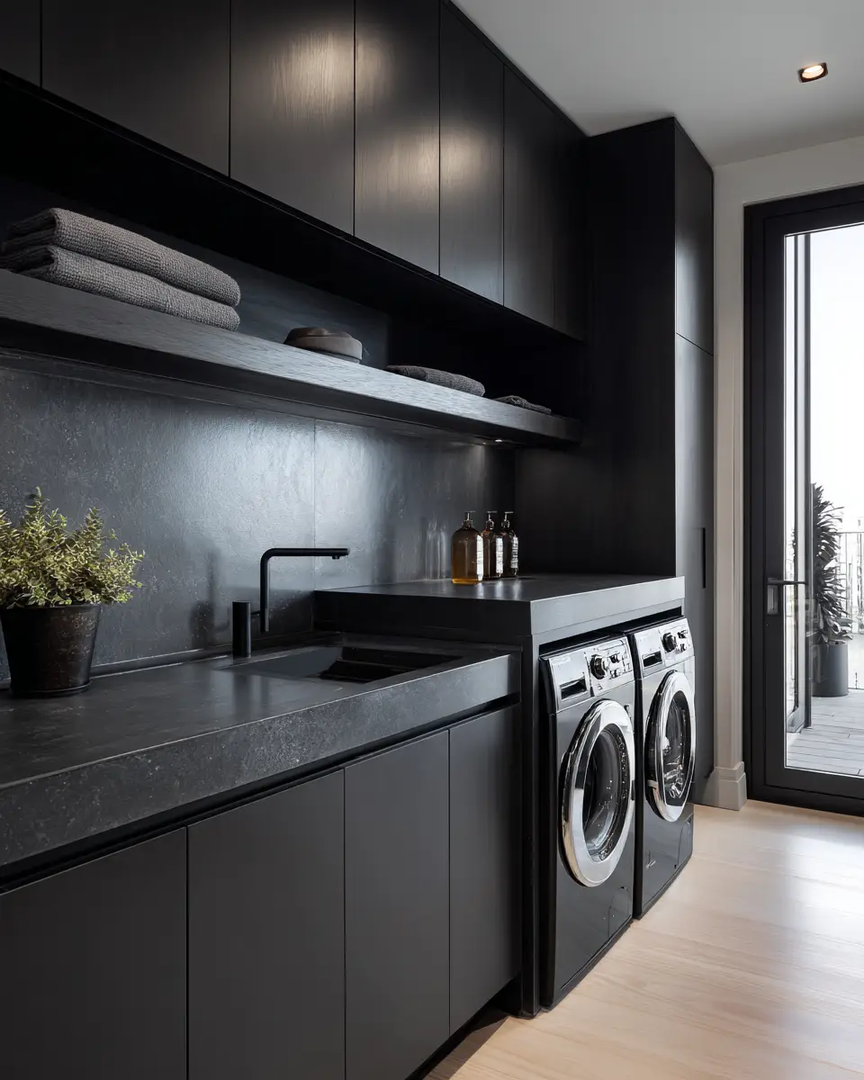 Black Minimalist Laundry Room Decor Ideas