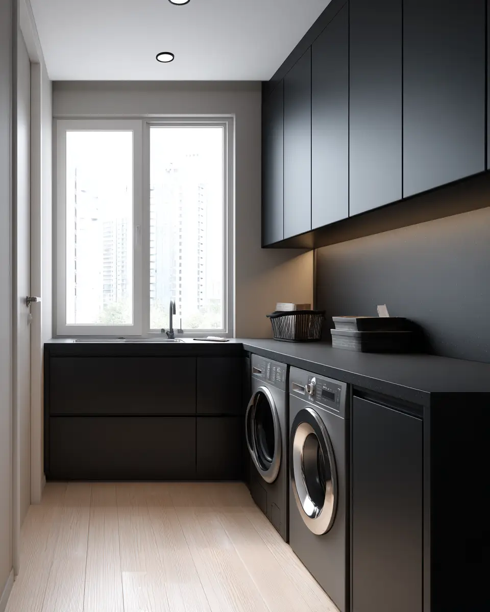 Black Minimalist Laundry Room Decor Ideas