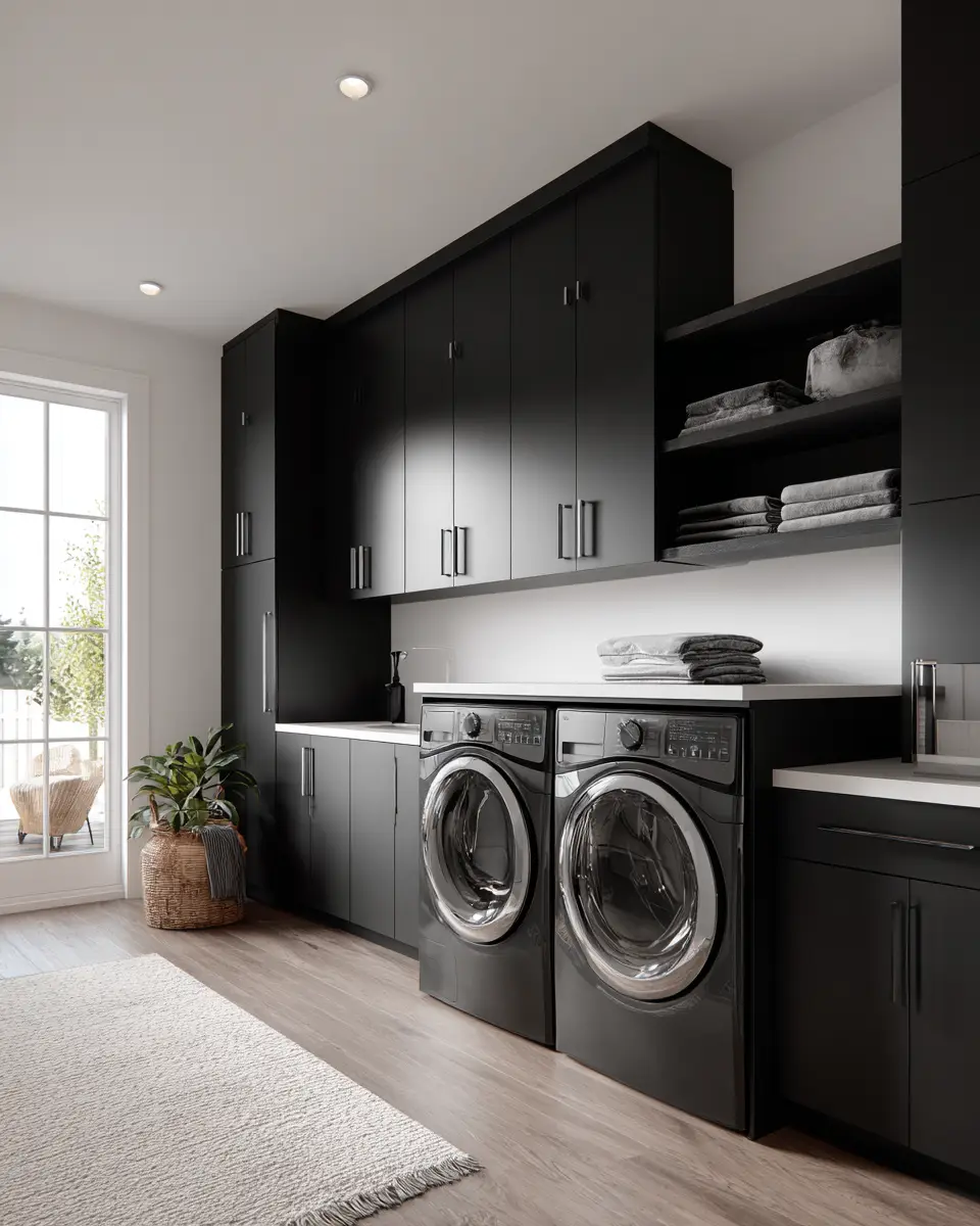Black Minimalist Laundry Room Decor Ideas
