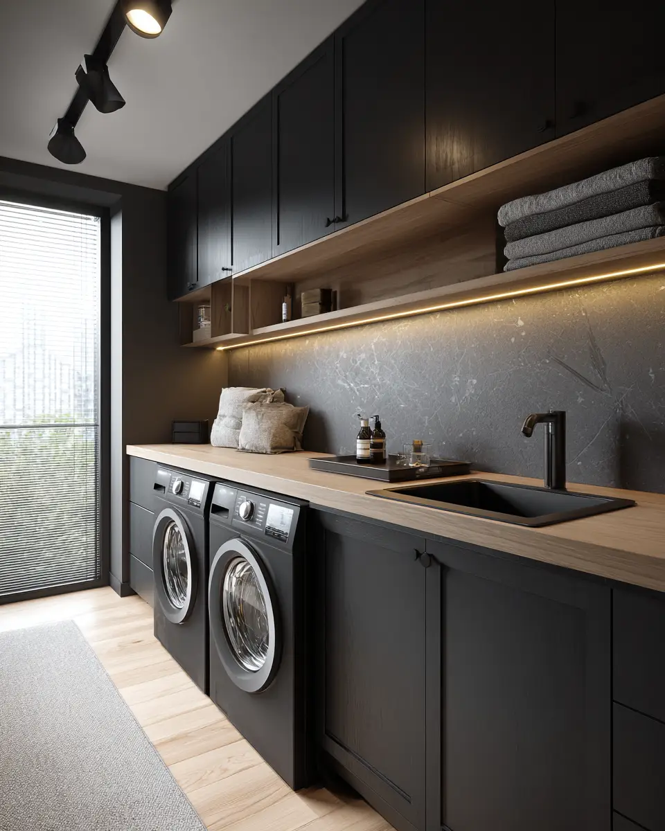 Black Minimalist Laundry Room Decor Ideas