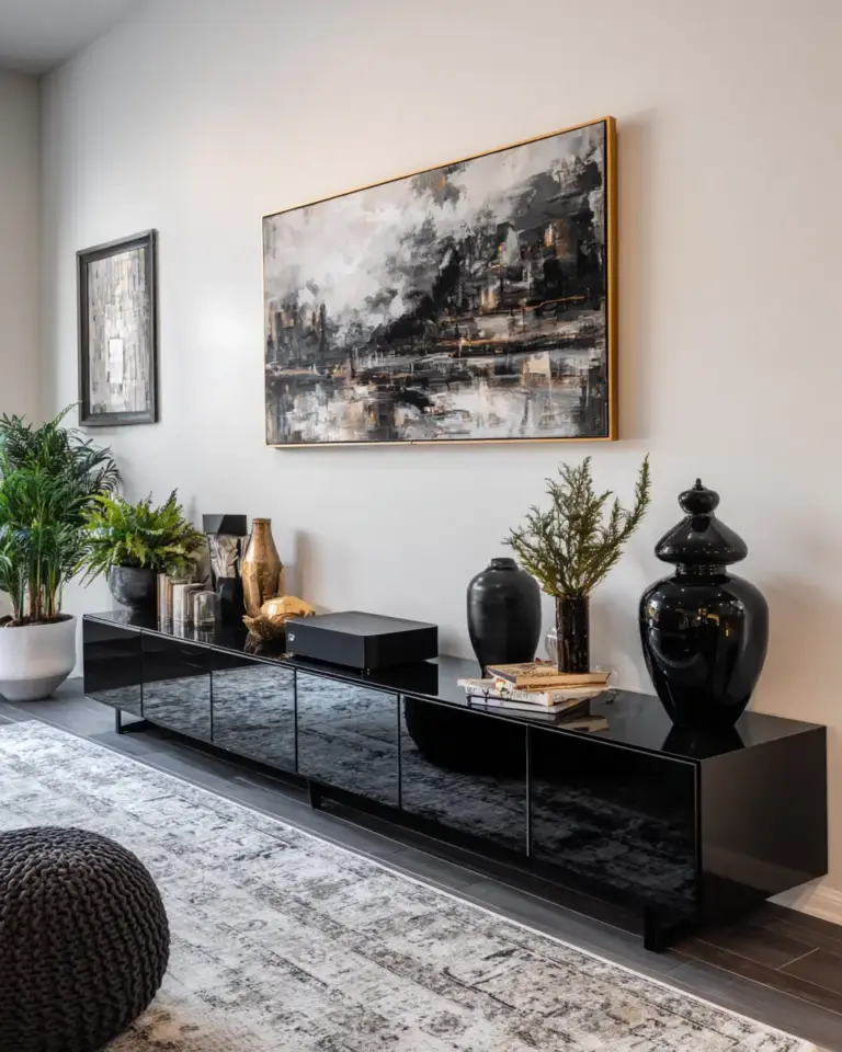 Black Modern Living Room Decor Ideas - Featured