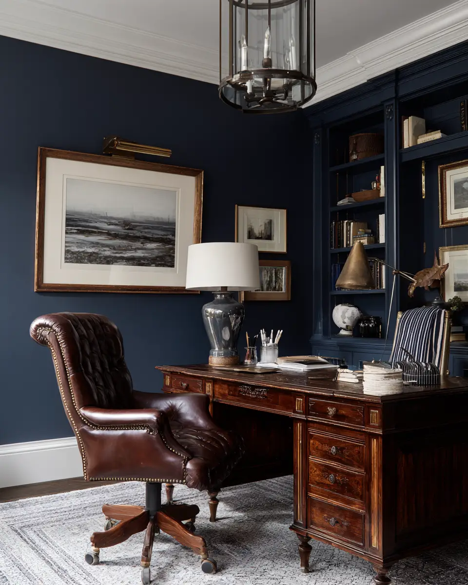 Blue Classic Home Office Decor Ideas