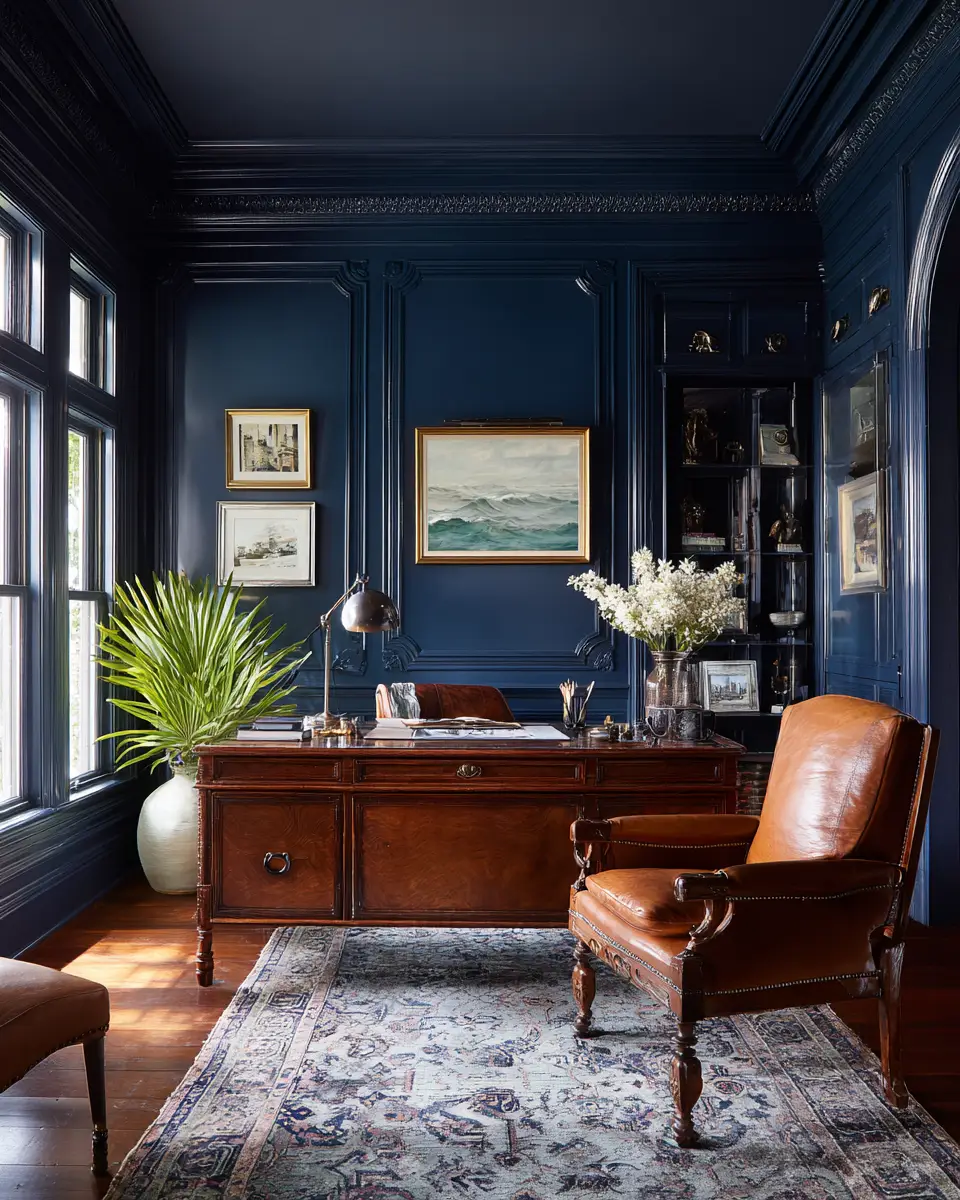 Blue Classic Home Office Decor Ideas