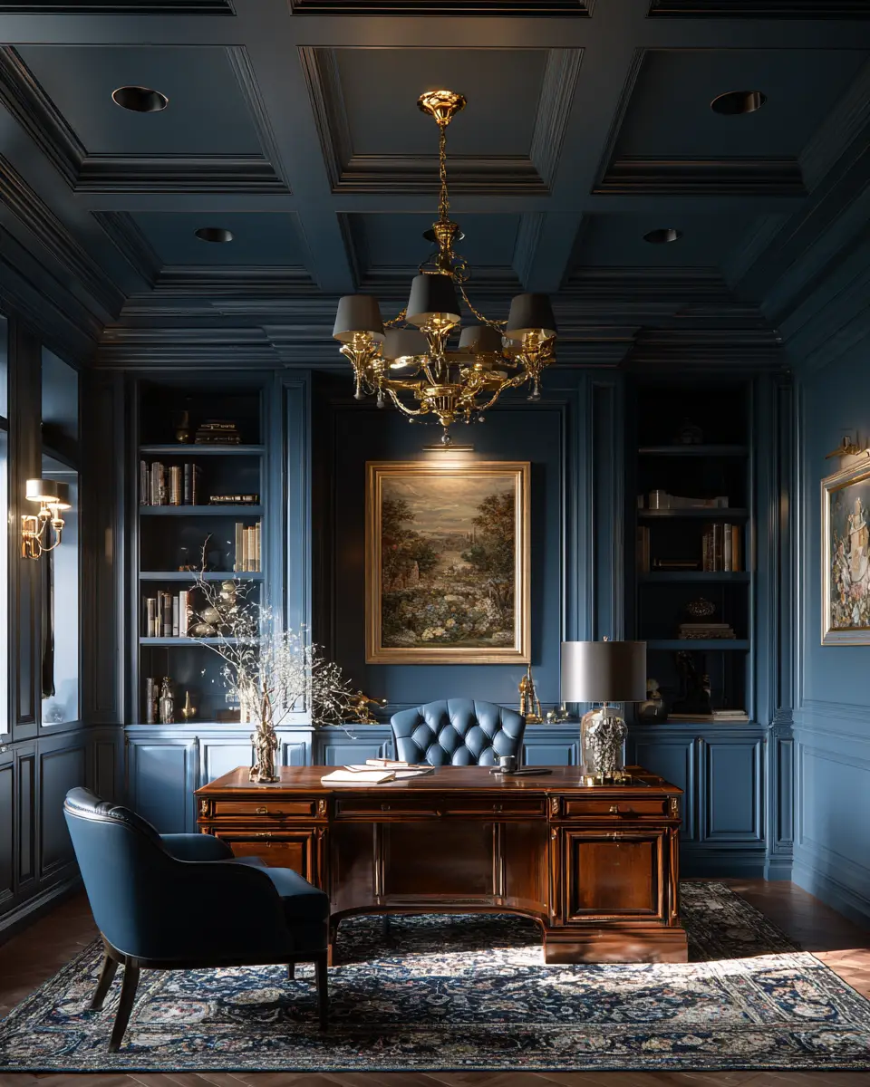 Blue Classic Home Office Decor Ideas