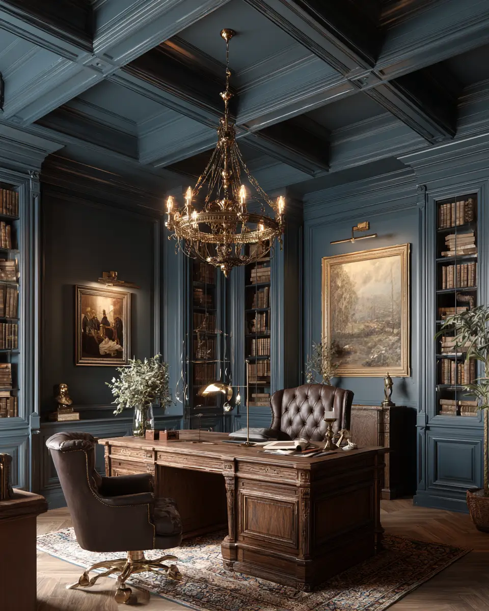 Blue Classic Home Office Decor Ideas